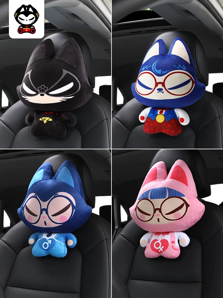 

New Cartoon Cute Plush Car Ineterior Decorations Lumbar Support Waist Pillow Car Headrest Pillow Car Interior Ornaments