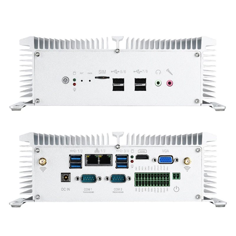Мини-ПК Intel Core i5-8350U i7-7500U i5-7200U промышленных микро ПК 2* LAN 8* USB RS232/422/485 HDMI VGA GPIO, Wi-Fi, 4G, Windows, Linux
