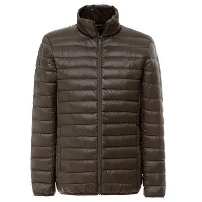 light down jacket men's stand collar men's winter coat plus large size - Цвет: Армейский зеленый