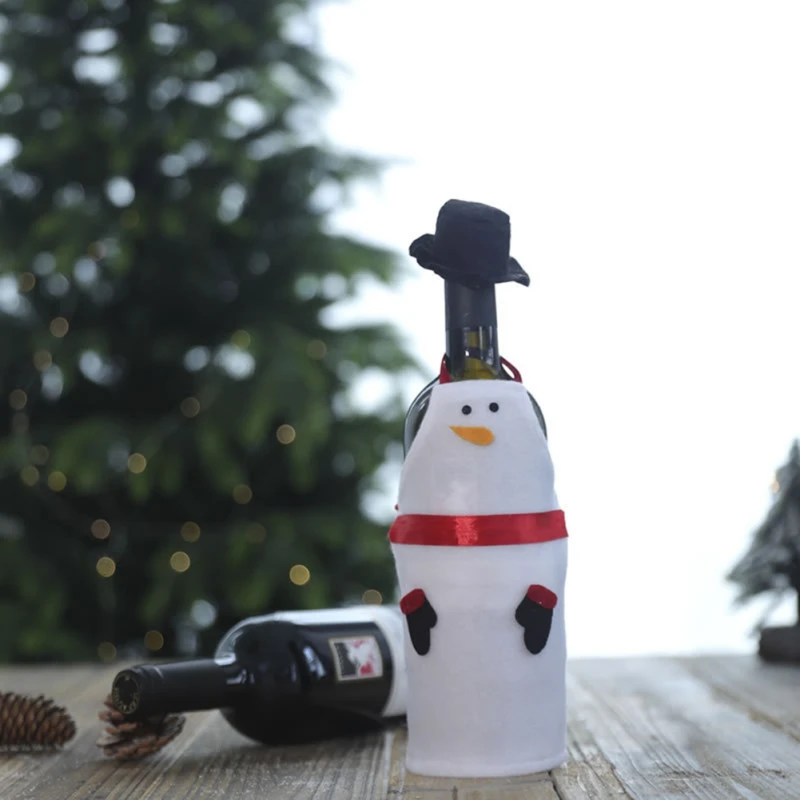 

Christmas Wine Bottle Cover Wine Bottle Clothes Christmas Snowman Santa Dining Table Decoration Festive Party Supply