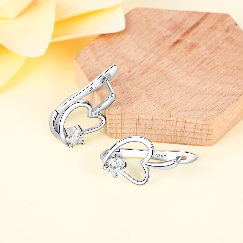 JewelOra, однотонные 925 пробы, серебряные серьги-гвоздики для женщин, серебро 925, ювелирное изделие для женщин, кубический цирконий, серьги в форме сердца и листьев для девочек