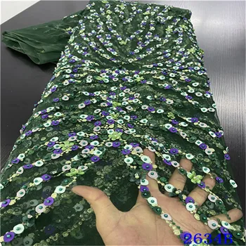 

Best Selling Green High Quality Beaded Lace Fabric Latest African Laces 2020 French Lace Fabric For Nigerian Dresses NA2634B-2