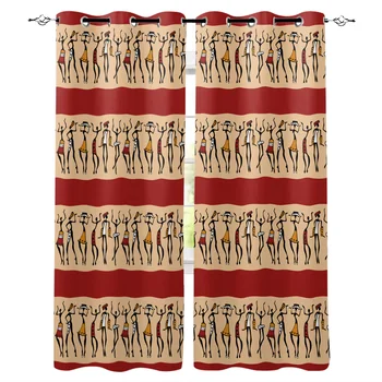 

African National Figures Window Treatments Curtains Valance Curtain Rod Living Room Bedroom Fabric Outdoor Curtains Party Decor