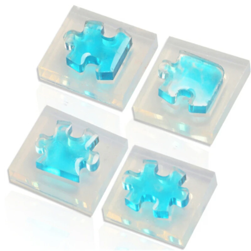

4 PCS / Lot Transparent Puzzle Gemstone Crystal Silicone Mold DIY Jewelry Pendant Making Epoxy Clear Silicone Mould Easter Decor