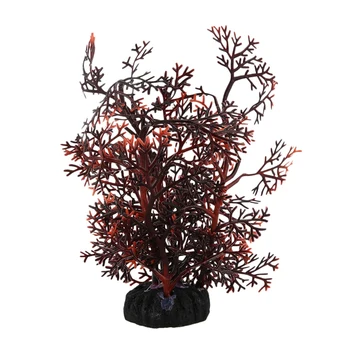 

Aquarium Aquascaping Artificial Plant Decor, Dark Brown/ Red