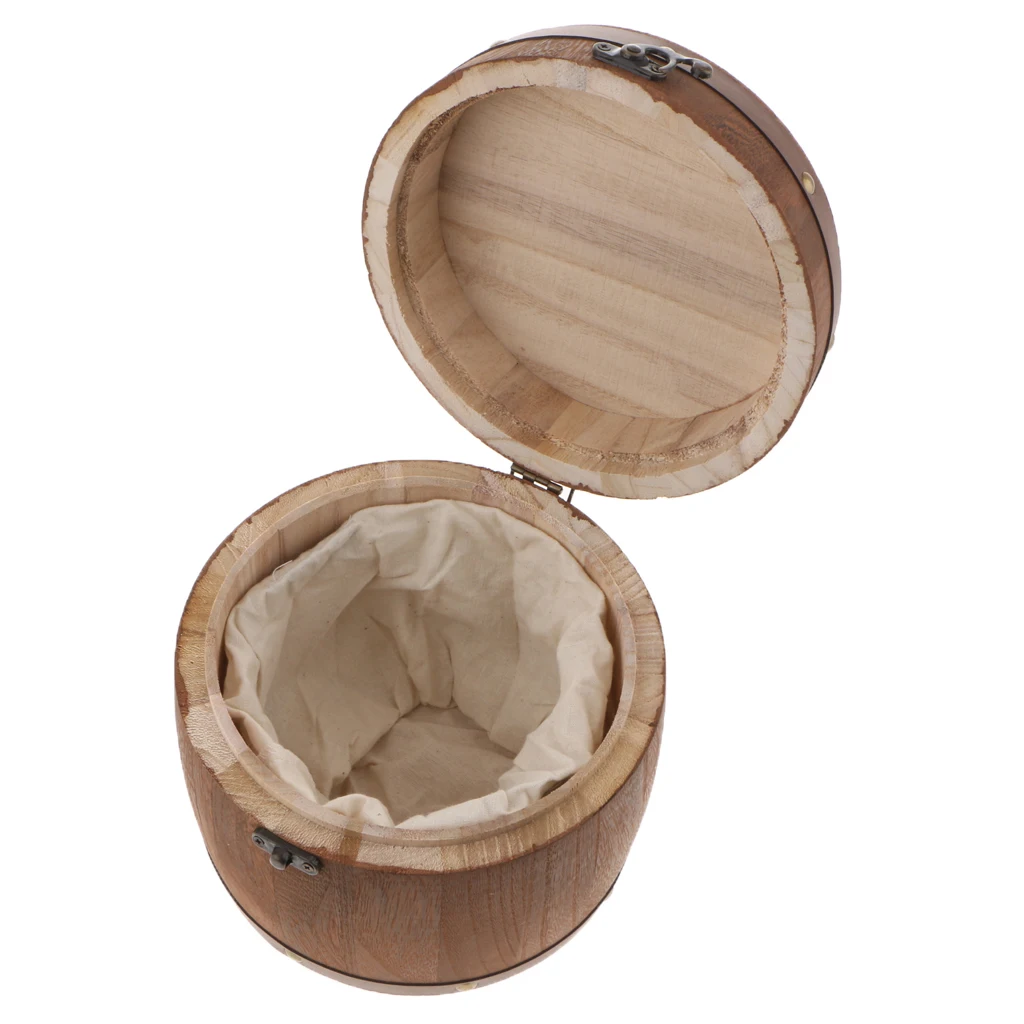 Wooden Barrel Tea Canister Airtight Sealed Tea Spice Bean Food Container Storage Box with Lock