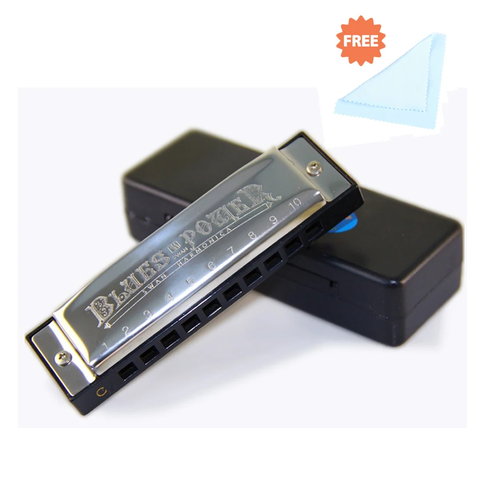 Губная гармошка Swan 10 отверстий 20 тонов Blues Power Harp C клавишная мелодия на рот крышка