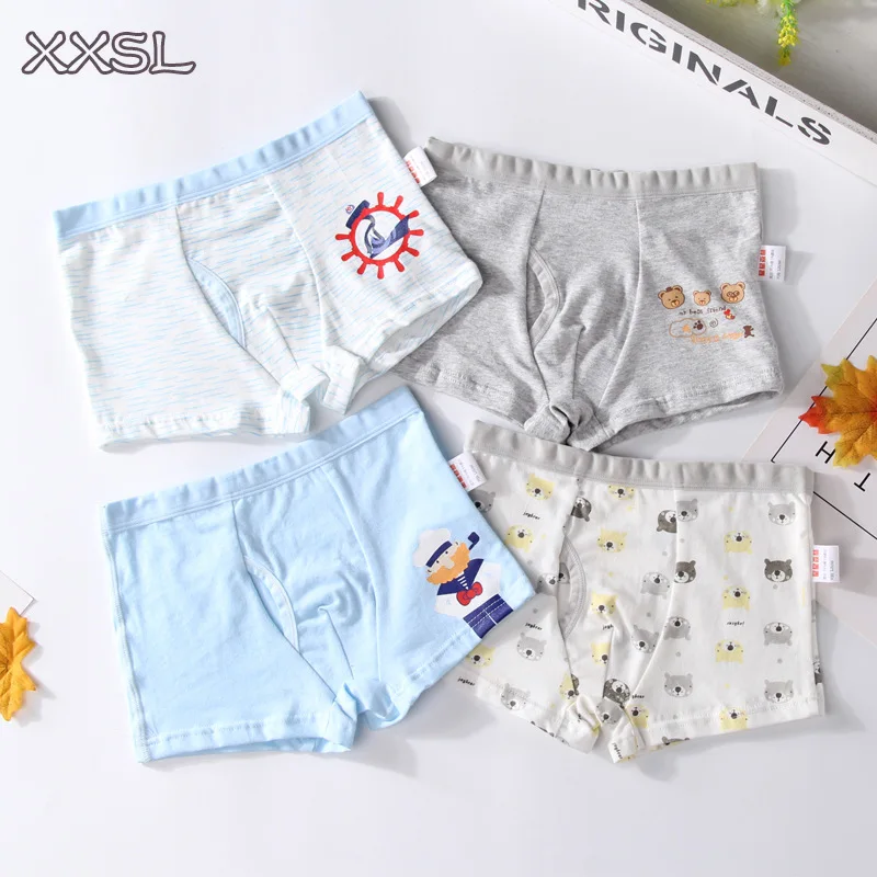 4PCS/LOT Children Boys Underwear Cartoon Children's Shorts Panties Baby Boy Toddler Boxers Stripes Teenagers Cotton Underpants 5