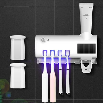 

UV Toothbrush Holder Solar Energy Toothpaste Dispenser Sterilize Toothbrush Storage Box Sterilize Bathroom Accessories Set