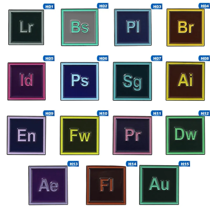 PS AI Pr Au Lr AE дизайнерская брошь для мужчин и женщин, фотошоп, премьера, дизайнерские ювелирные изделия, значок для рубашки, джинсовые нагрудные булавки, Orna, Мужские t