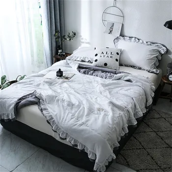 

Home textile Korean wihte Summer comforter patchwork quilt 150*200cm 200*230cm soft blue blanket thin comforter full queen king