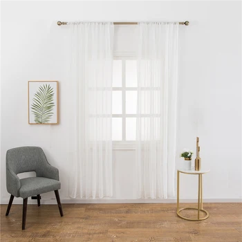 

Pure Color Ramie Cotton Yarn White Tulle Curtains Decorative Window Voile Curtain Bedroom LivingRoom Balcony Kitchen Hotel Decor