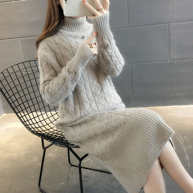 Осень-зима 2019 Женская водолазка свободный свитер с длинным рукавом пуловеры