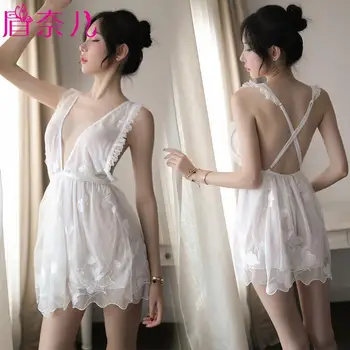 

Meineier high-end lace sexy lingerie side split lace condole belt nightgown female transparent temperament and interest