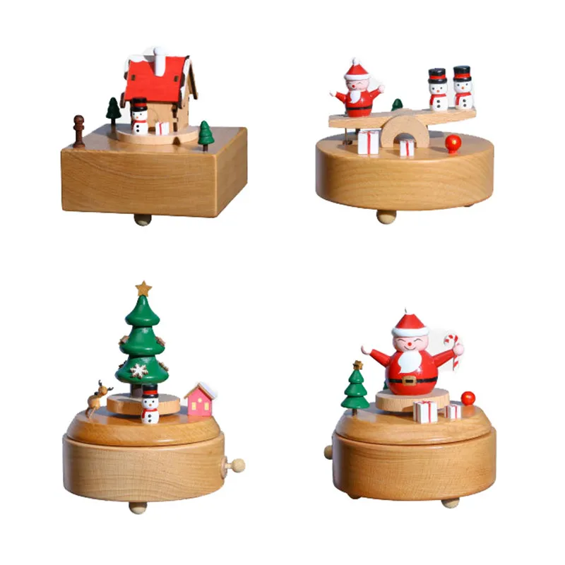 New Rotating Wooden Music Box Christmas Tree Music Box Children's Toys