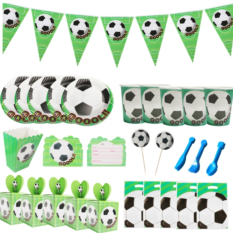 

Football Theme Party Disposable Tableware Sets Paper Cup Plate For Baby Shower Birthday Decor Supplies Boy Favor Party Ornaments