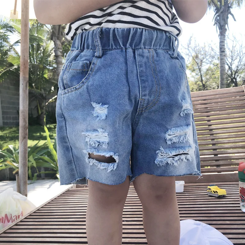 YYC baby/детская одежда для мальчиков; летняя одежда в Корейском стиле; детские джинсовые шорты с дырками; модные Универсальные повседневные шорты для малышей