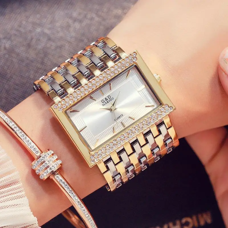 

2022 Ladies Wrist Watches Dress Gold Watch Women Crystal Diamond Watches Stainless Steel Silver Clock Women Montre Femme 2022