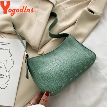 

Yogodlns Retro Alligator Pattern Women Messenger Handbags sac PU Leather Street Casual Solid Zipper Shoulder Bags Bolso Mujer