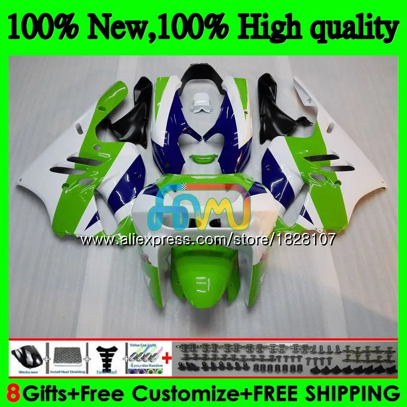 Корпус для KAWASAKI ZX900 900 CC ZX 900 9 R 19BS. 10 9R зеленого и белого цветов 900CC ZX-9R ZX9R 94 95 96 97 1994 1995 1996 1997 обтекатели комплект