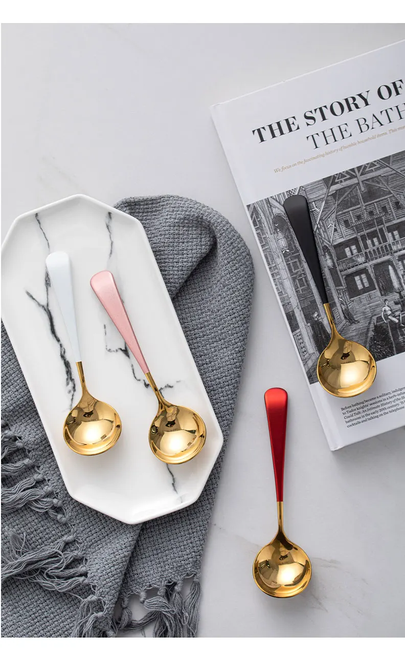 网红勺子家用304不锈钢吃饭喝汤大勺创意可爱长柄韩式甜品勺调羹---阿里巴巴-1688_09