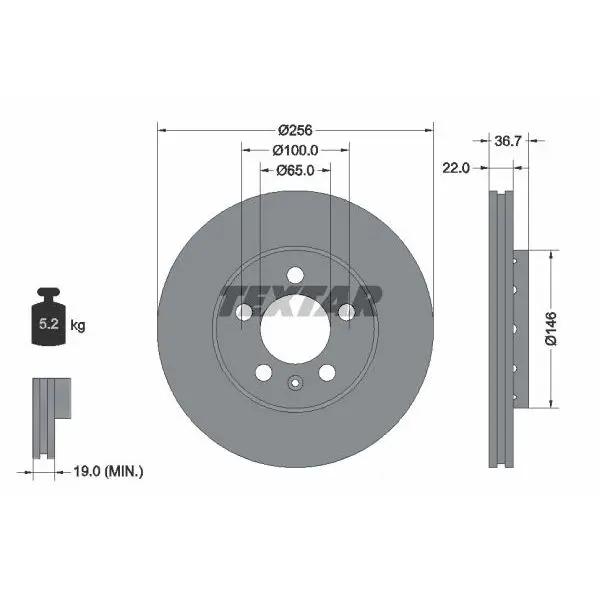 Диск тормозной передний Audi A1/A3, VW Bora/Polo, Skoda Octavia/
