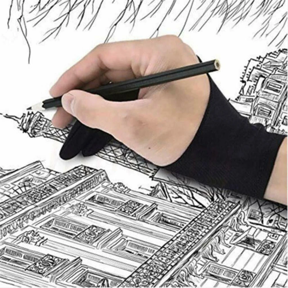 5 шт. рисунок эластичный уменьшить трение планшета Pad студента анти обрастающее 2 пальцевое перо Графический художника перчатки мягкие держать в чистоте
