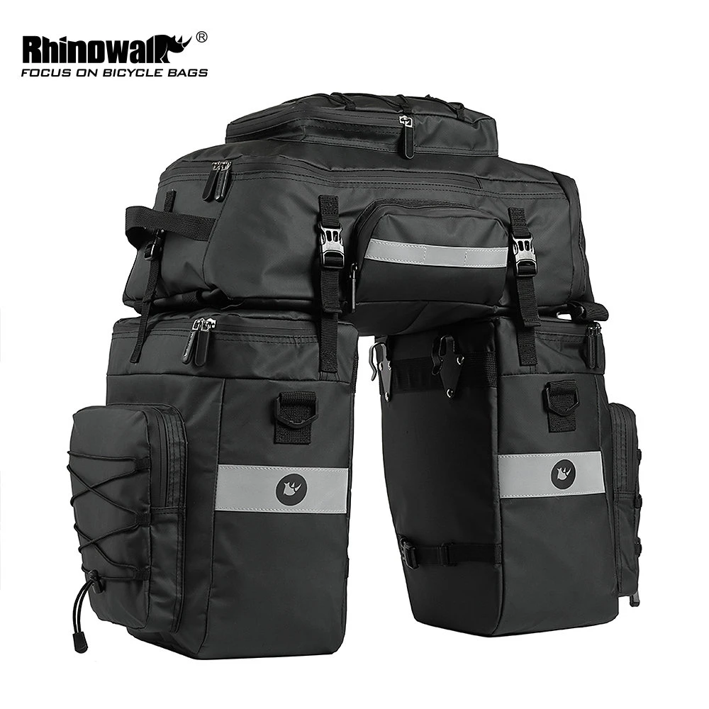 black RHINOWALK 75L MTB многофункциональная велосипедная Задняя сумка, водонепроницаемый Горный рюкзак, 3 в 1, велосипедная двухсторонняя сумка на заднее сиденье - Цвет: black