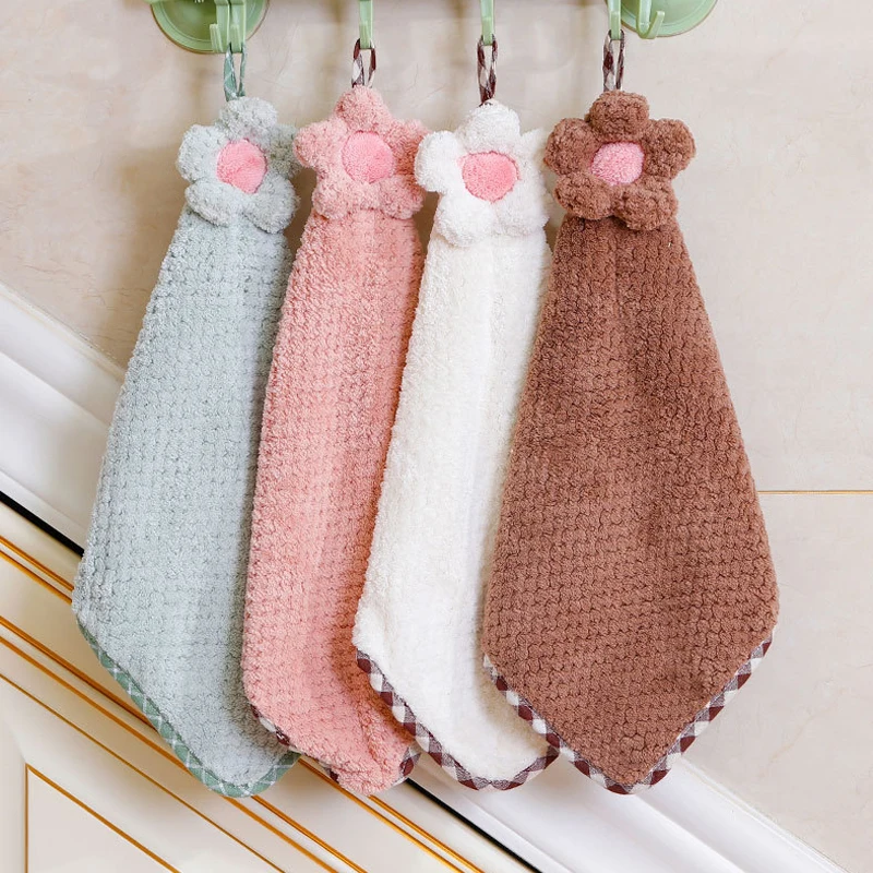 Hangable; бархат кораллового цвета; впитывающее полотенце в цветочки уборка кухни, ванной Полотенца солнце полотенце в цветочки домашняя