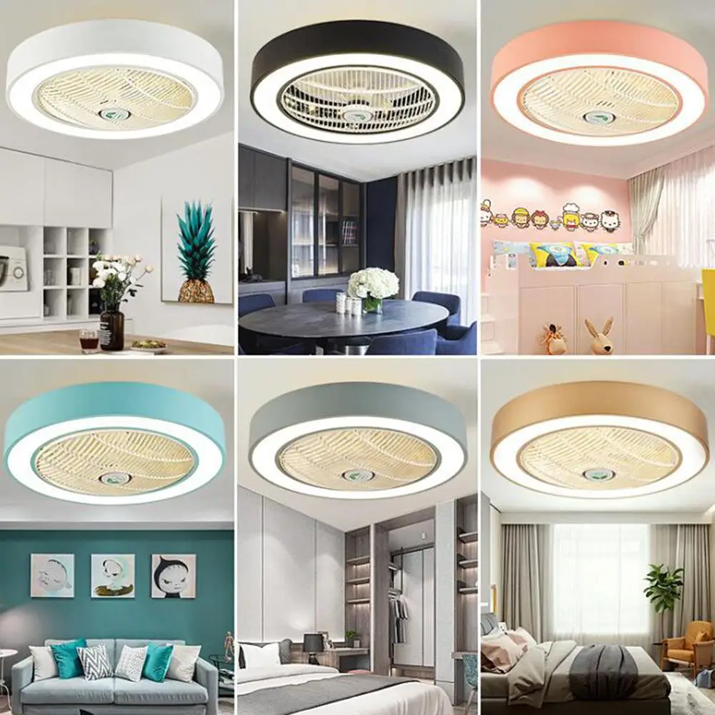 

APP Control 110V 220V Macarons Color LED Celling Light Fan for Restaurant Kids Room Bedroom