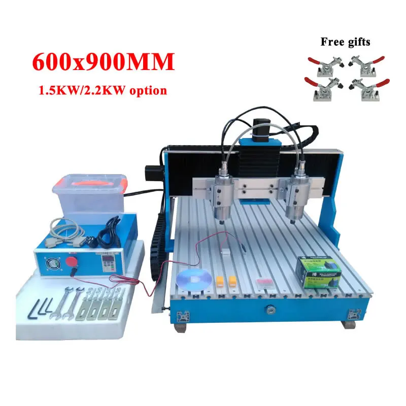 DIY cnc 6090 4 оси 3 два Шпиндельный фасонно фрезерный станок 2200 Вт 1500 usb порт Mach3