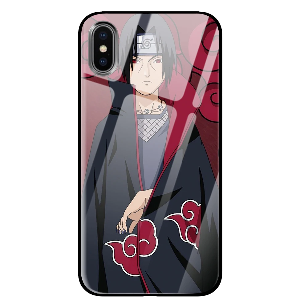 Аниме Наруто Akatsuki чехол закаленное стекло телефонные чехлы для iPhone 5 5S SE 6 6s 7 8 Plus X XS Max XR задняя крышка - Цвет: 8