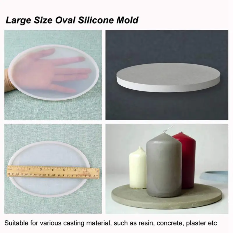 Large Coaster Silicone Resin Mold Round Square Rectangle Heart Oval Shape Molds