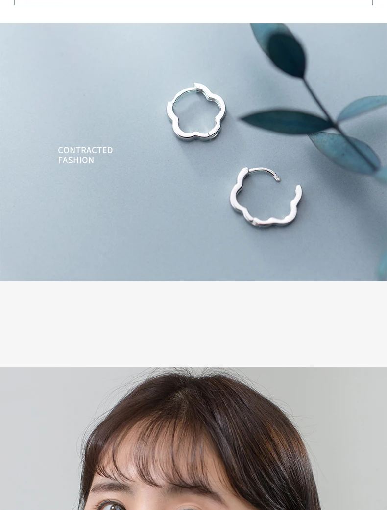 MloveAcc Настоящее серебро 925 пробы, серьги-кольца с геометрическими ушками для женщин и девушек, подростковые Сережки для пирсинга, ювелирные изделия
