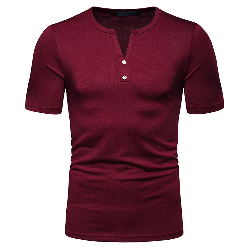 New Fashion Men Summer Personality V-Neck Plain Short Sleeve T-shirt Simple Casual Sports Fitness Loose | Мужская одежда