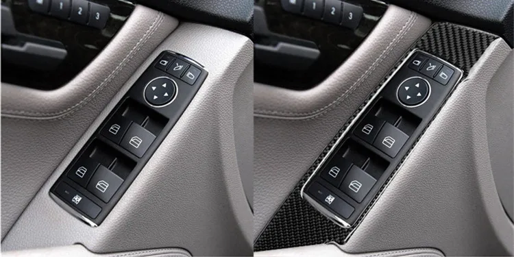 Наклейка из углеродного волокна, чехлы для интерьера, аксессуары для Mercedes-Benz C W204(2007-2013), панель управления стеклоподъемником