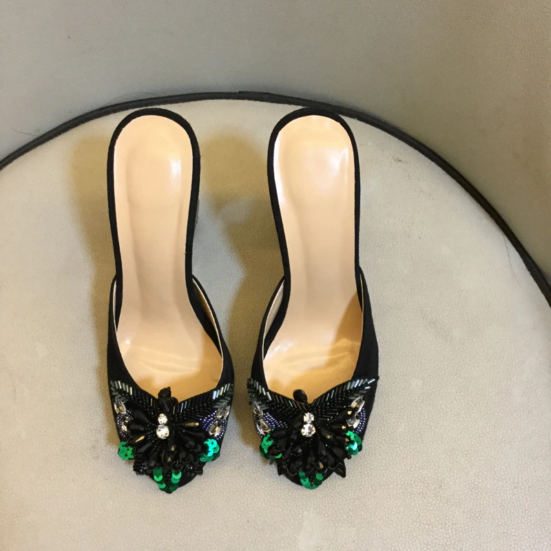 Летние Вечерние Босоножки на каблуке с украшением; блестящая обувь на высоком каблуке с бабочкой; женские модельные босоножки; женские сабо