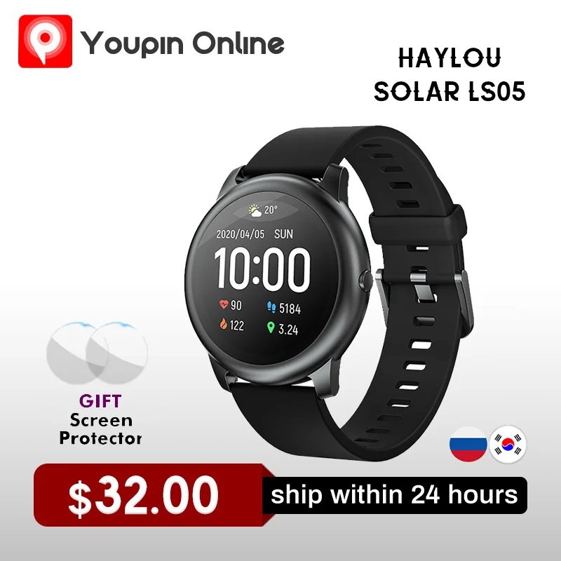 Русская Корейская версия Haylou Solar LS05 Смарт-часы спортивный круглый чехол монитор