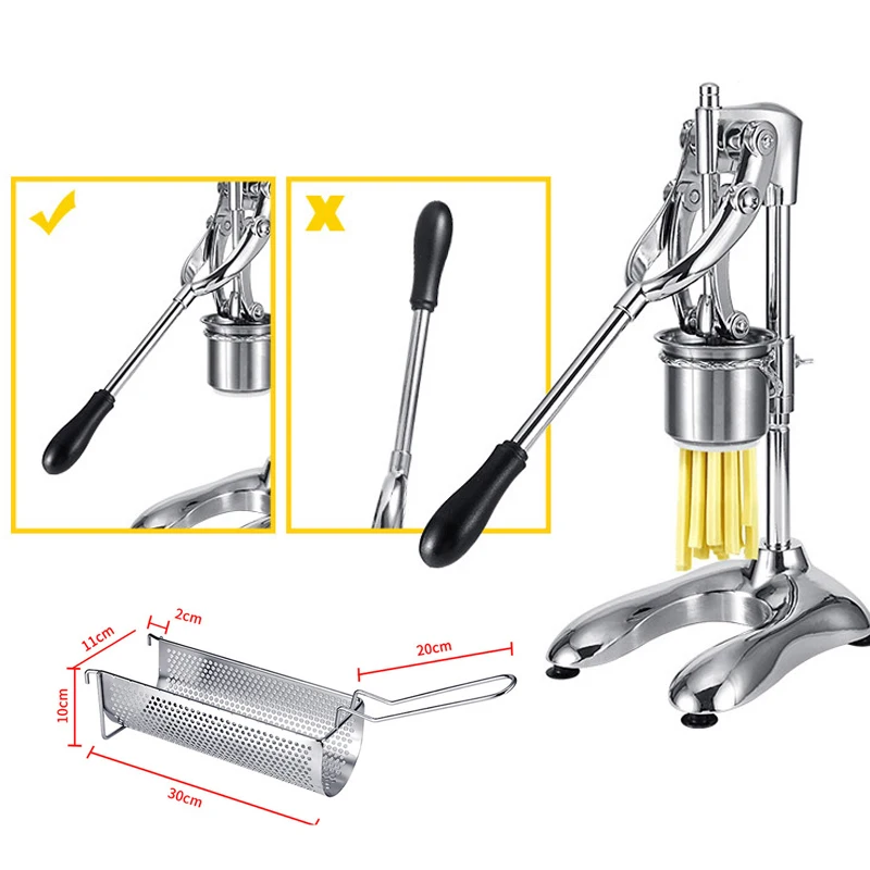 

Hand Press Long Potato Strip Extruder French Fries Cutter 30cm Long French Fries Maker Machine Manual Potato Chips Squeezer