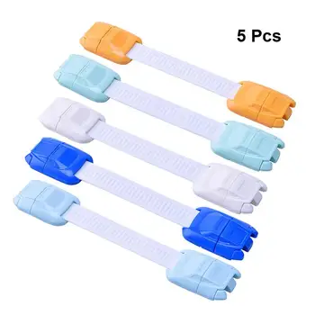 

5pcs Child Security Lock Car Shaped Multifunction Protective Wardrobe Lock Cabinet Lock Infant Anti Pinch Hand Protecting Device