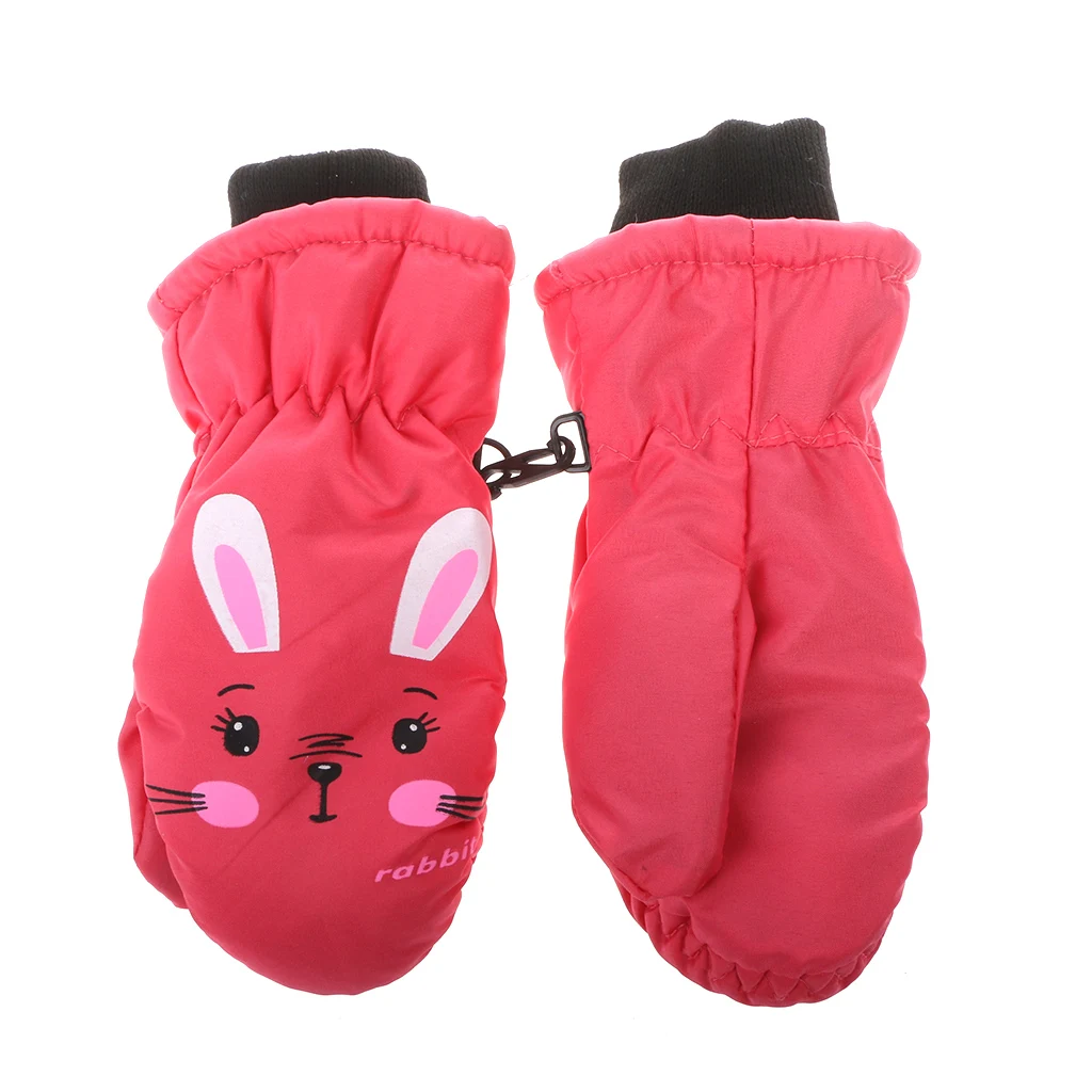Hot Pink Детские зимние теплые ветрозащитные перчатки для мальчиков и девочек, лыжные перчатки для велоспорта, альпинизма, водонепроницаемые - Цвет: Hot Pink