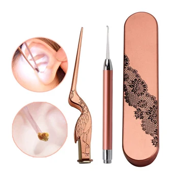 

2Pcs/Set Ear Cleaning LED Light Visual Ear Spoon Stainless Steel Earpick Wax Ear Cleaner Spoon Ear Clean Tool Set