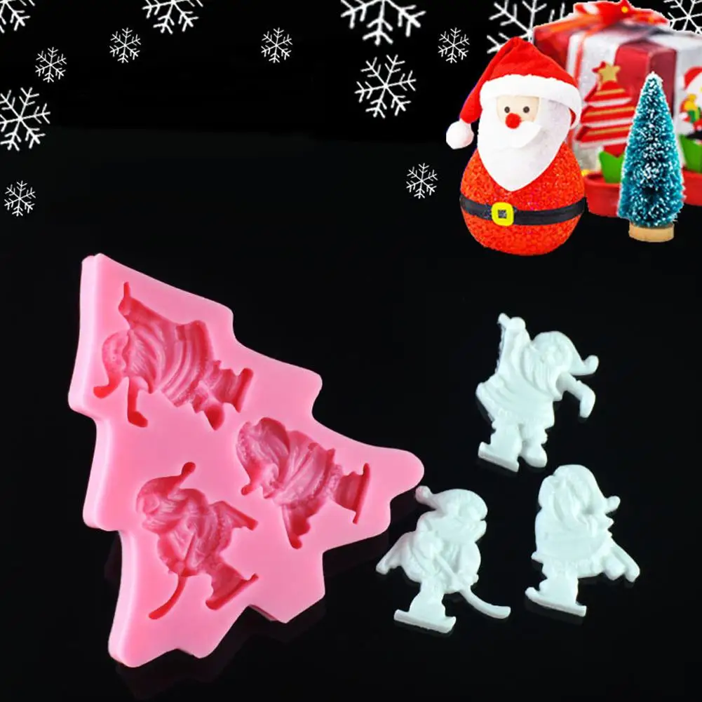 

DishyKooker 3D Christmas Ski Santa Shape Fondant Silicone Mold Chocolate Cake Gumpaste Candy Decorating Tool
