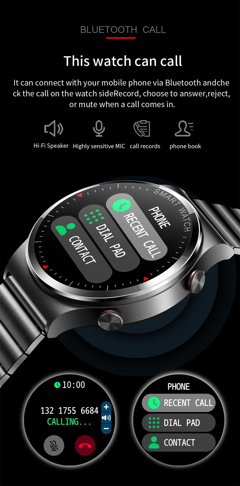 2022 New Men Bluetooth Call Smartwatch Women Man ECG+PPG color Touch Screen Sports Waterproof Music Smart Watch For Android IOS