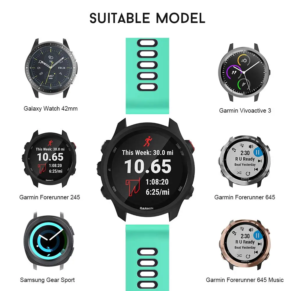 Спортивный силиконовый ремешок для часов для samsung galaxy Watch 42 мм, сменный ремешок для умных часов для galaxy active Garmin forerunner 245/645