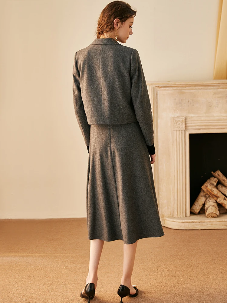 

Intellectual dark gray suit 2020 new suit jacket skirt commuter professional two-piece suit