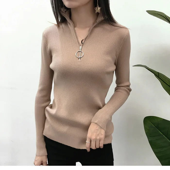 Осень-зима 2019 свитера женский сексуальный облегающий Однотонный свитер на