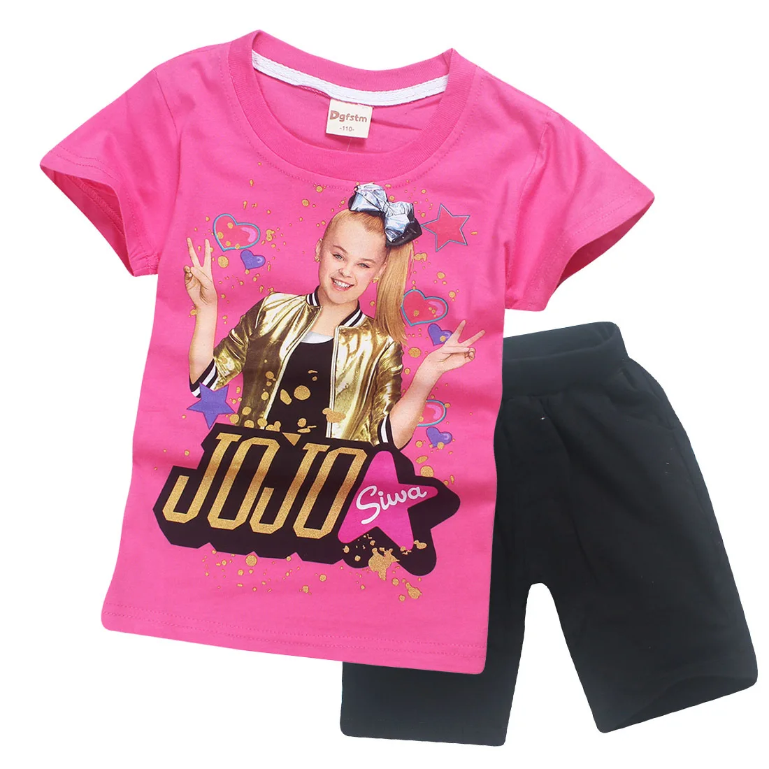 JOJO SIWA/розовые детские футболки хлопковые футболки для маленьких девочек комплекты с короткими рукавами для мальчиков и девочек футболки Одежда для девочек 10-12 лет - Цвет: S8356-red
