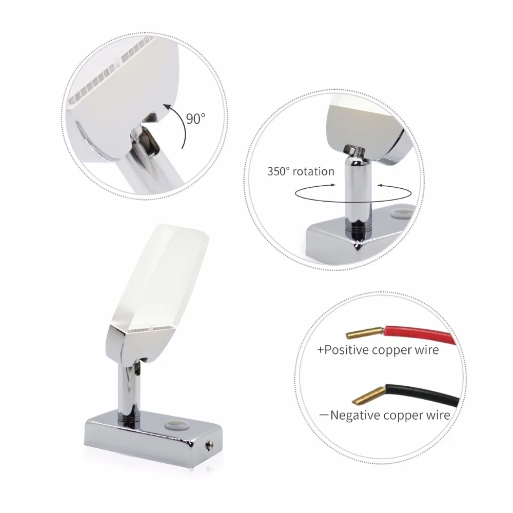  Flexible 3W LED Light Clip-on Bed Table Desk Study Reading Lamp With Switch For Camper RV Caravan B