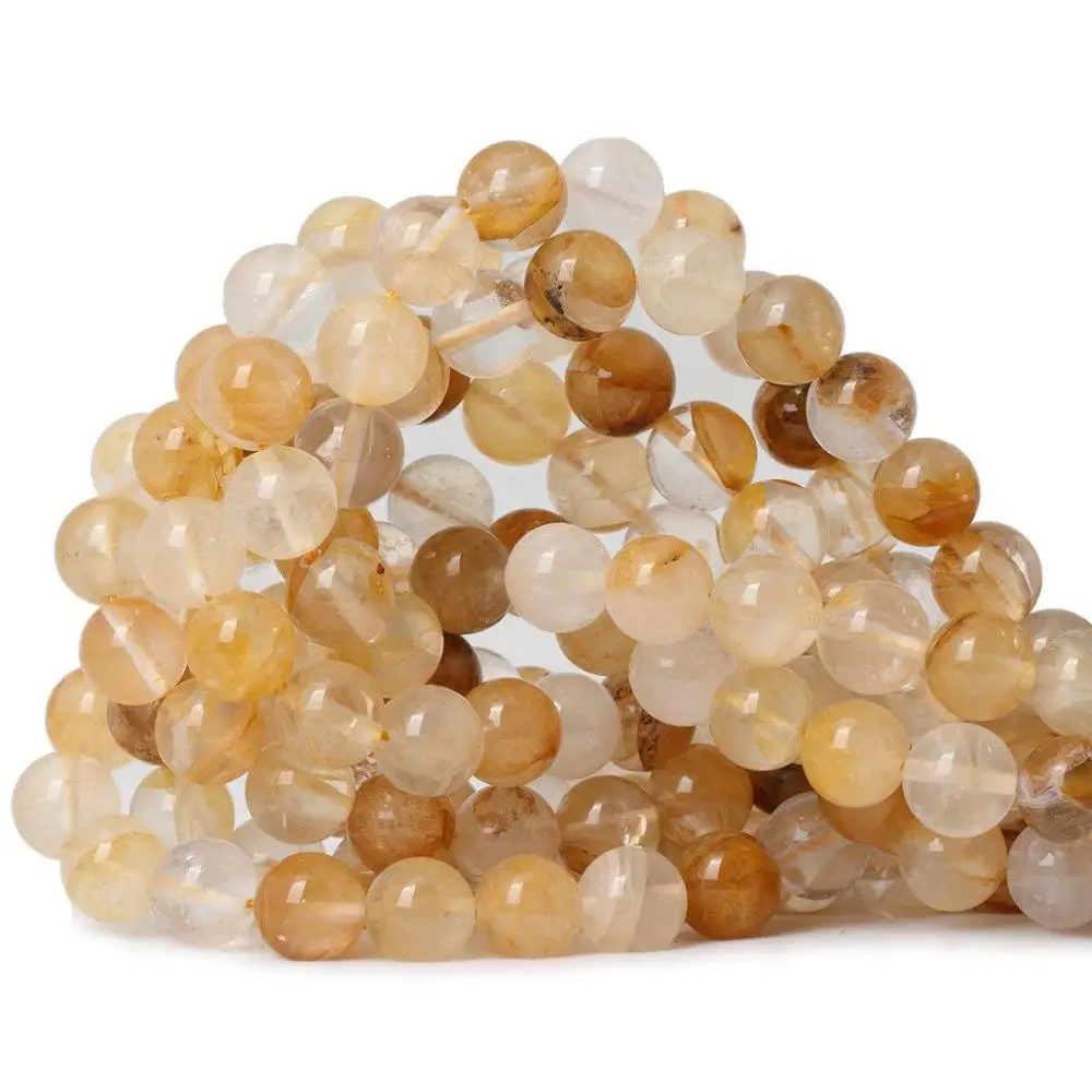 

Natural Stone Smooth Citrines Quartz Round Loose Beads 15" Strand 4 6 8 10 12 MM Pick Size Beads For Jewelry Making